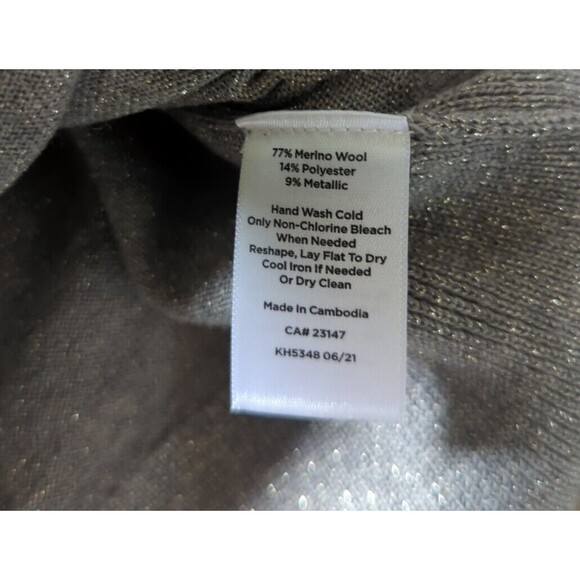 NWT Talbots Silver Sparkle Merino Wool Blend Sweater Gray Metallic Size Large - Picture 5 of 9